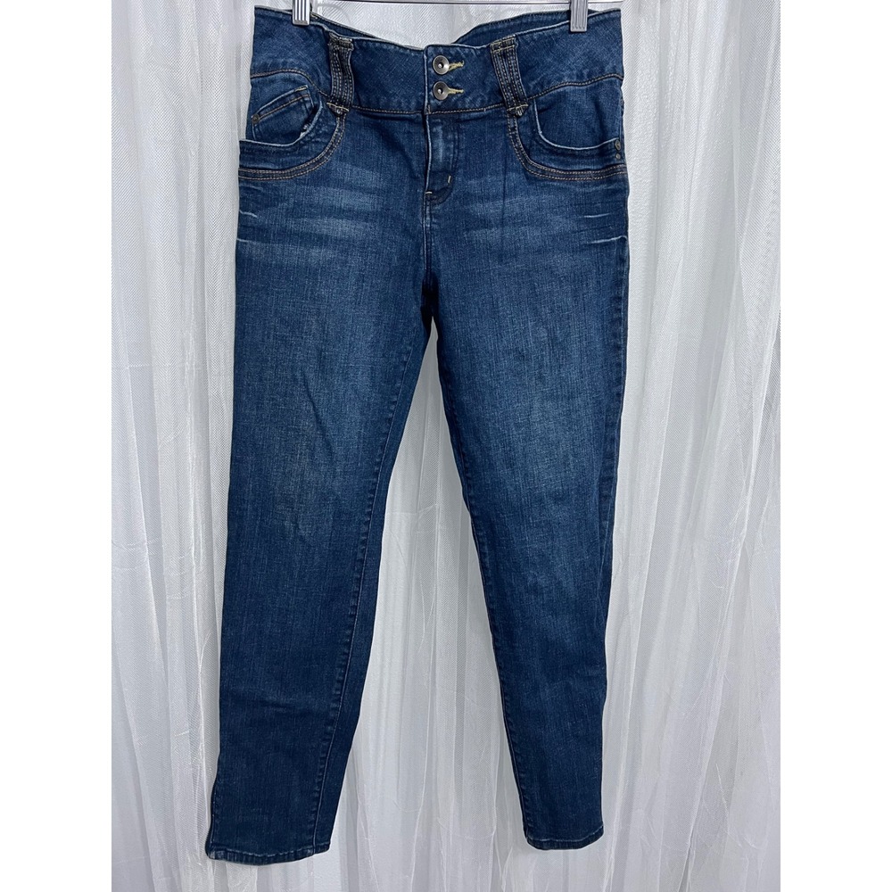 Apt 9 Womens Jeans Blue Wash Double Button High Rise Zipper Ankle Size 10 - Picture 1 of 5